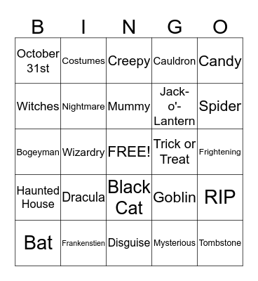 Halloween Bingo Card