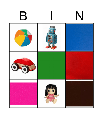 Toys and Colours Bingo Card
