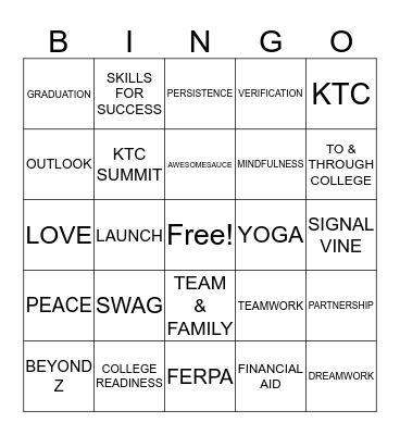 KTC Bingo Card
