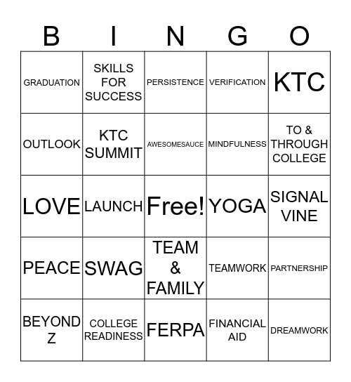 KTC Bingo Card