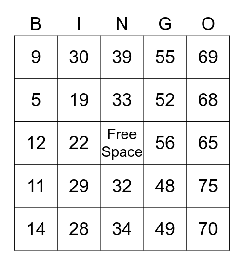BINGO!!! Bingo Card