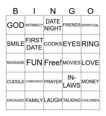 CHRISTIAN COUPLES BINGO Card