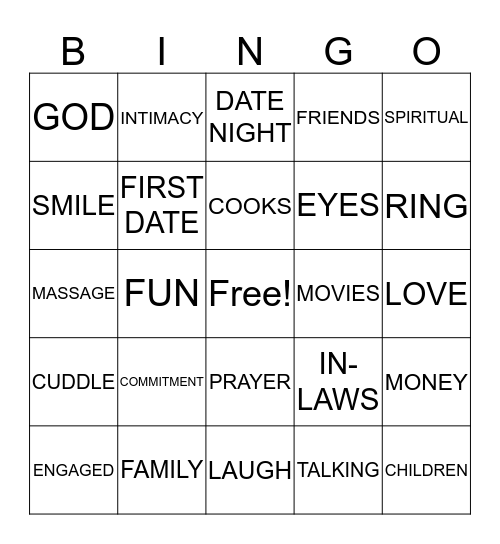 CHRISTIAN COUPLES BINGO Card