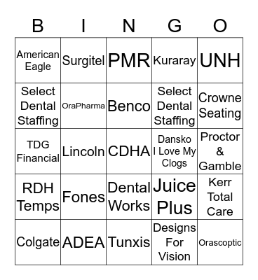CDHA Nutmeg Conference Bingo Card