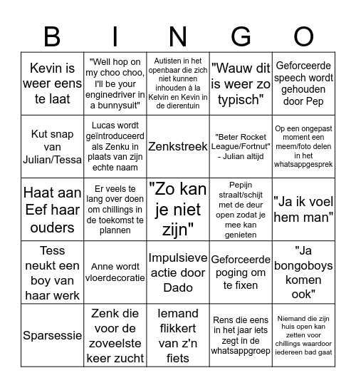 Autisten Bingo Deel 2 Bingo Card
