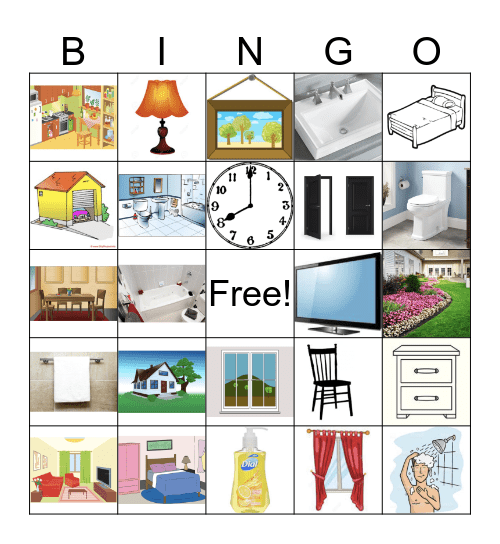 Rooms and Objects in a House Bingo Card