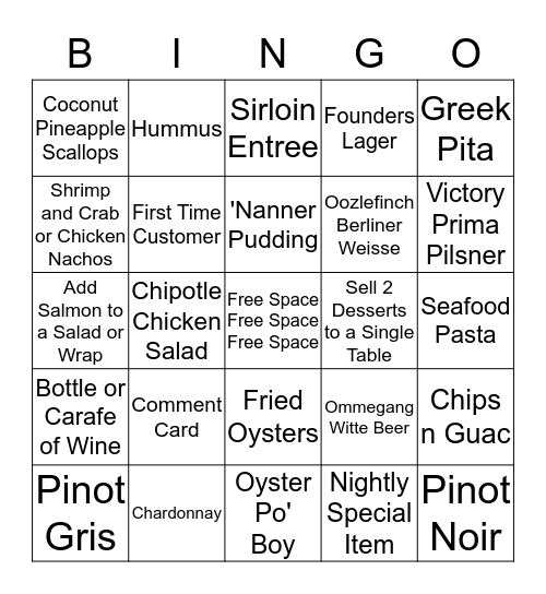 Hutch Bingo Card