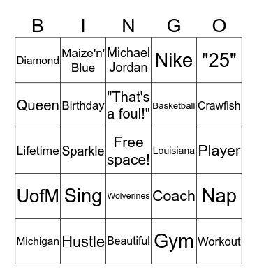 Tiffany's 25th Birthday!! Bingo Card
