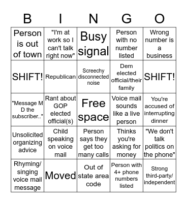 Call Time Bingo Card