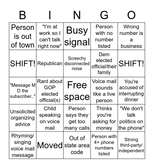 Call Time Bingo Card