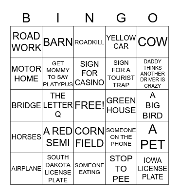 SOUTH DAKOTA Bingo Card