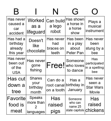 Get To Know You Bingo! Bingo Card