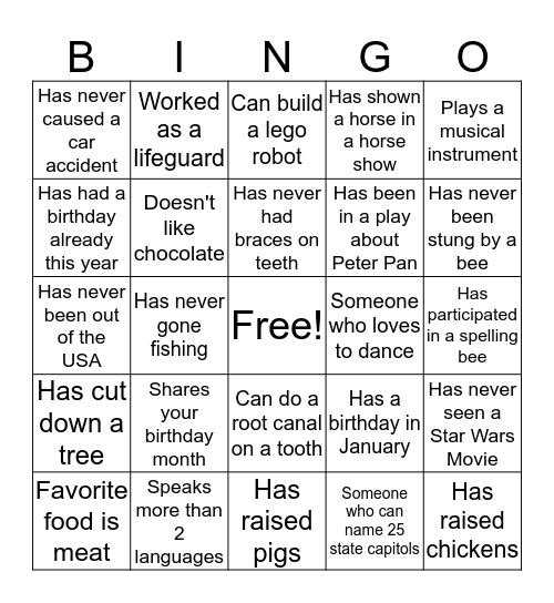 Get To Know You Bingo! Bingo Card