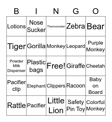 Baby Bingo Card