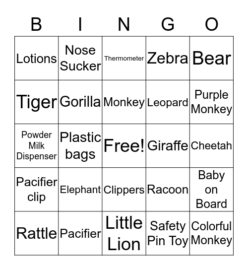 Baby Bingo Card