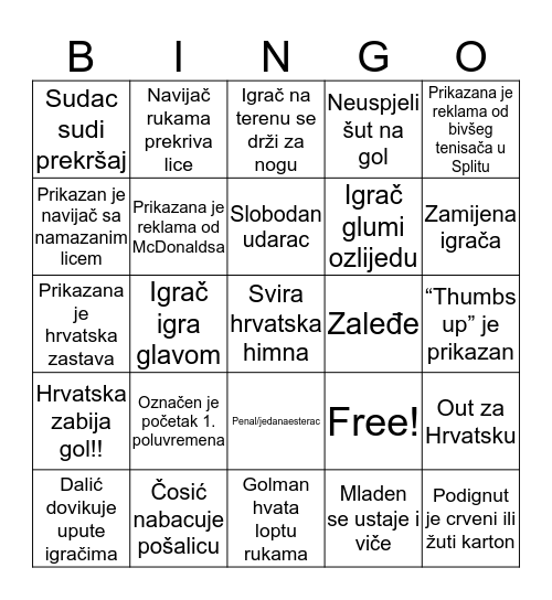 HRVATSKA Bingo Card