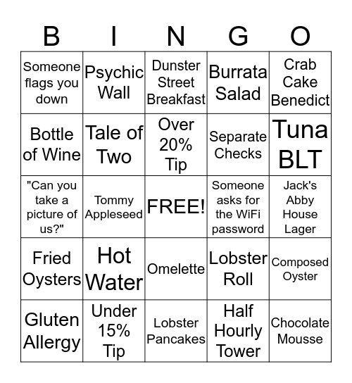 Server Bingo Card