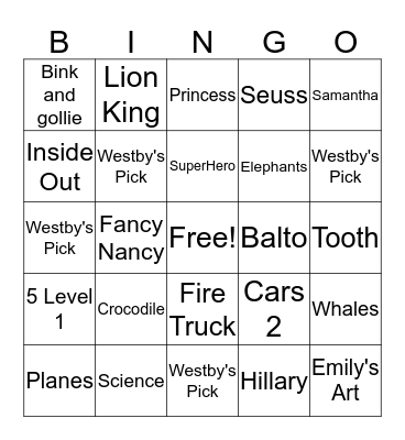 Westby's Summer Reading Bingo Card