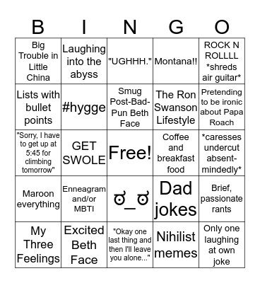 Beth-go Bingo Card