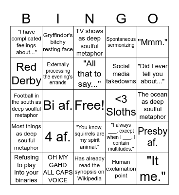 Layton E. Williams Bingo Card