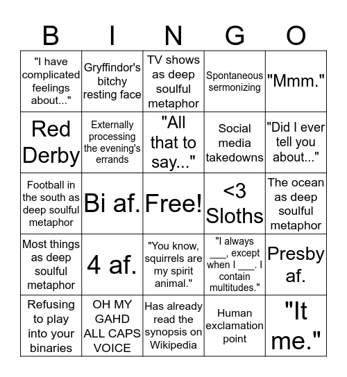 Layton E. Williams Bingo Card