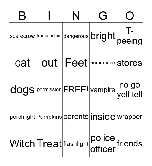 Halloween Bingo~ Bingo Card