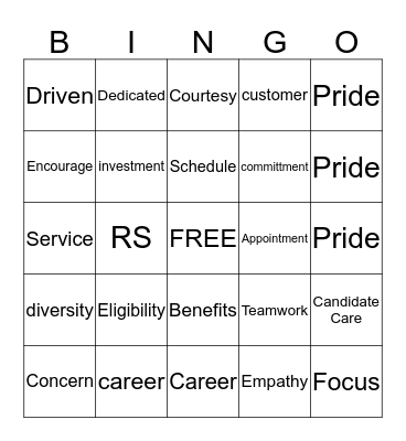 Customer Service Bingo Card