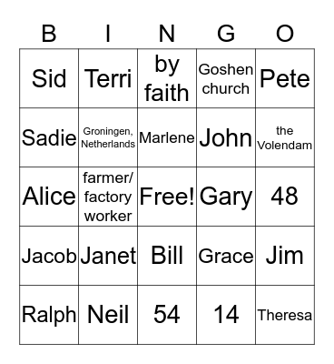 Hutt Reunion Bingo Card