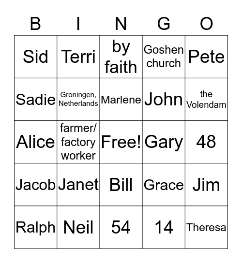 Hutt Reunion Bingo Card