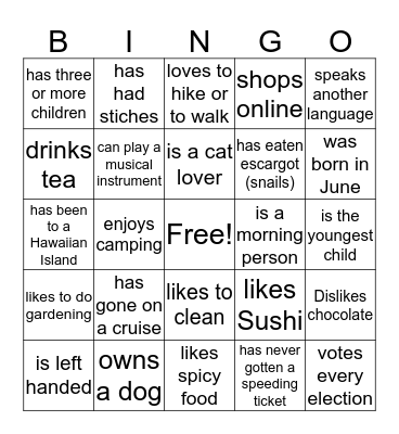 FIND SOMEONE WHO... Bingo Card