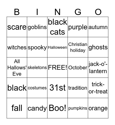 Time for some Halloween fun! Bingo Card