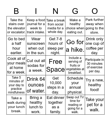 BWELL CHALLENGE Bingo Card
