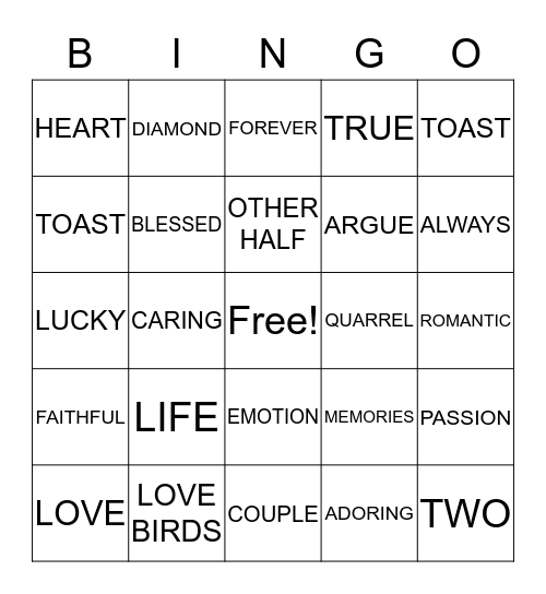 HAPPY ANNIVERSARY MR. & MRS. JOE JONES Bingo Card