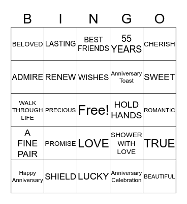 HAPPY ANNIVERSARY MR. & MRS. JOE JONES Bingo Card