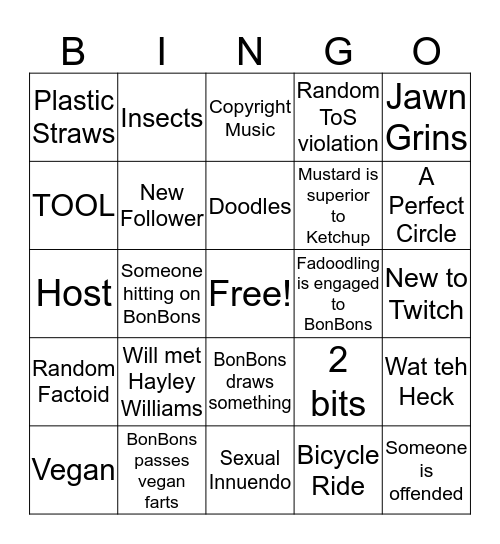 BonBons Bingo Card Bingo Card