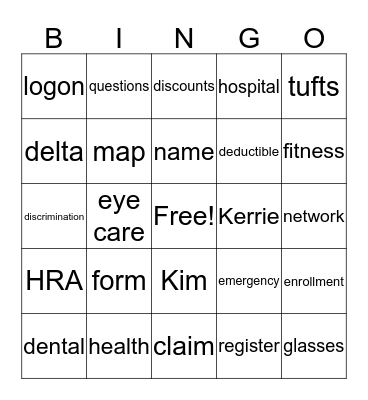 INCON INSURANCE BINGO Card