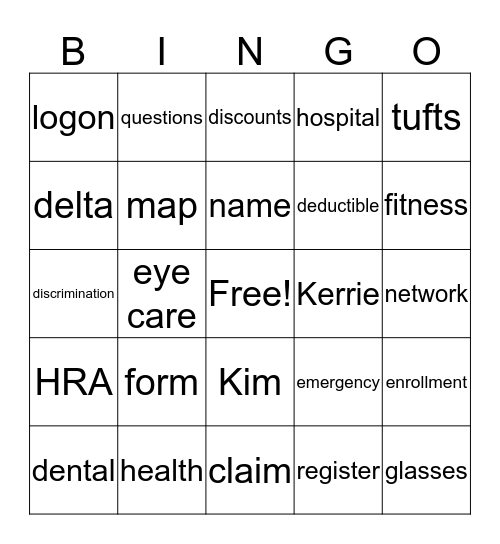 INCON INSURANCE BINGO Card