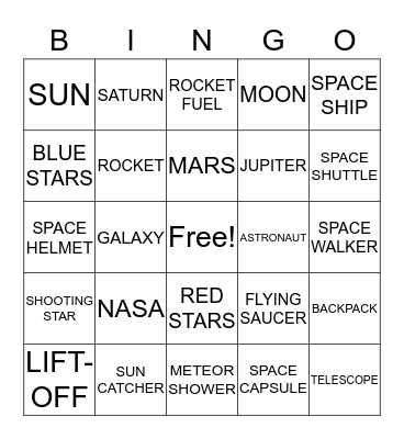 SPACE AGE Bingo Card