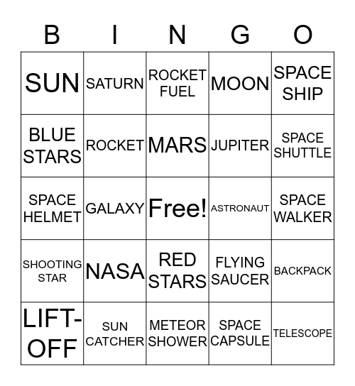 SPACE AGE Bingo Card
