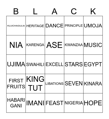 Sankofa Bingo Card