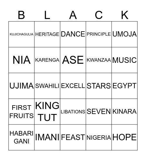 Sankofa Bingo Card