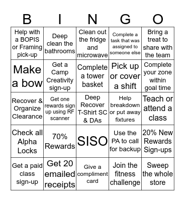 9819 BINGO Card