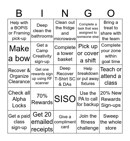 9819 BINGO Card