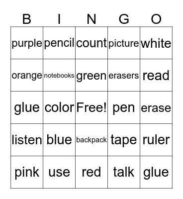 First Day Of Class Bingo Card