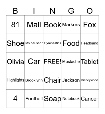 random awesomeness Bingo Card