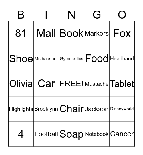 random awesomeness Bingo Card