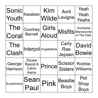 Punk Bingo! Bingo Card