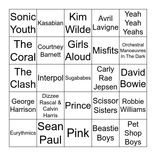 Punk Bingo! Bingo Card