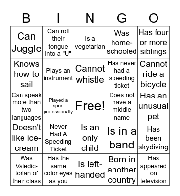 Find Someone Who... Bingo Card