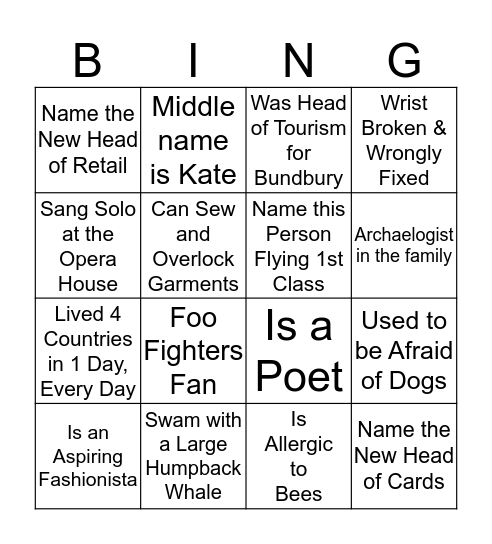 Get to Know you Bingo Card